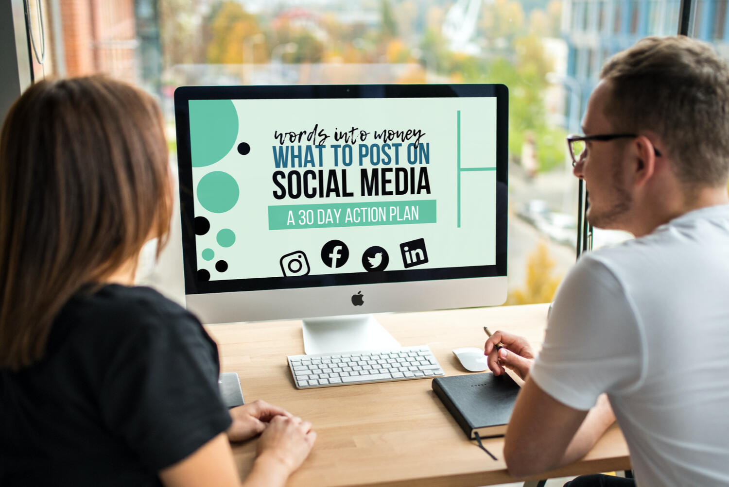What to post on social media 30 day action plan by Words Into Money